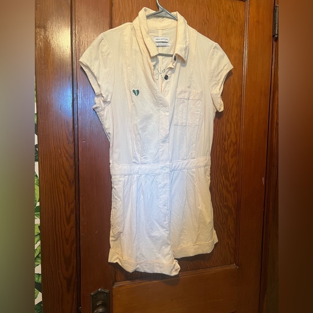 Urban Outfitters Tan Knockout Corduroy Romper Button Front Large